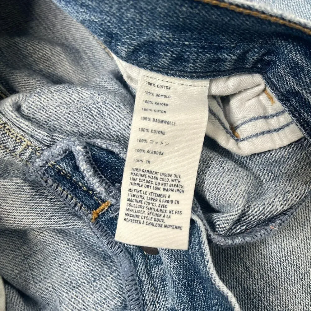 Abercrombie Girls Distressed Cuffed Capri Jeans Size 16 Blue Denim Pocket Detail